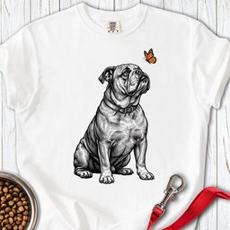 English Bulldog Butterfly Premium Tee Gift For Dog Lover