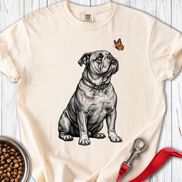 English Bulldog Butterfly Premium Tee Gift For Dog Lover