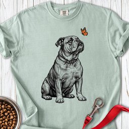 English Bulldog Butterfly Premium Tee Gift For Dog Lover
