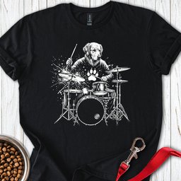 Golden Retriever Drummer T Shirt Gift For Dog Lover