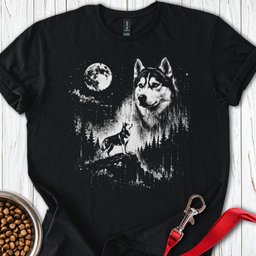 Husky Moon T Shirt Gift For Dog Lover