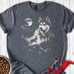 Husky Moon T Shirt Gift For Dog Lover