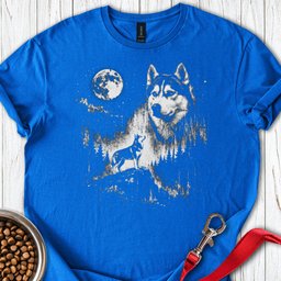 Husky Moon T Shirt Gift For Dog Lover