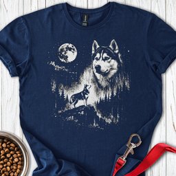 Husky Moon T Shirt Gift For Dog Lover