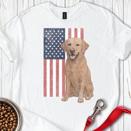 Fox Red USA Flag Faded T Shirt Gift For Dog Lover