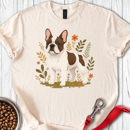 French Bulldog Pied Coat Flower T Shirt Gift For Dog Lover