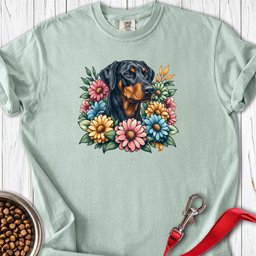 Doberman Floral Premium Tee Gift For Dog Lover
