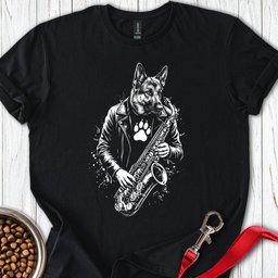 German Shepherd Saxophone T Shirt Gift For Dog Lover
