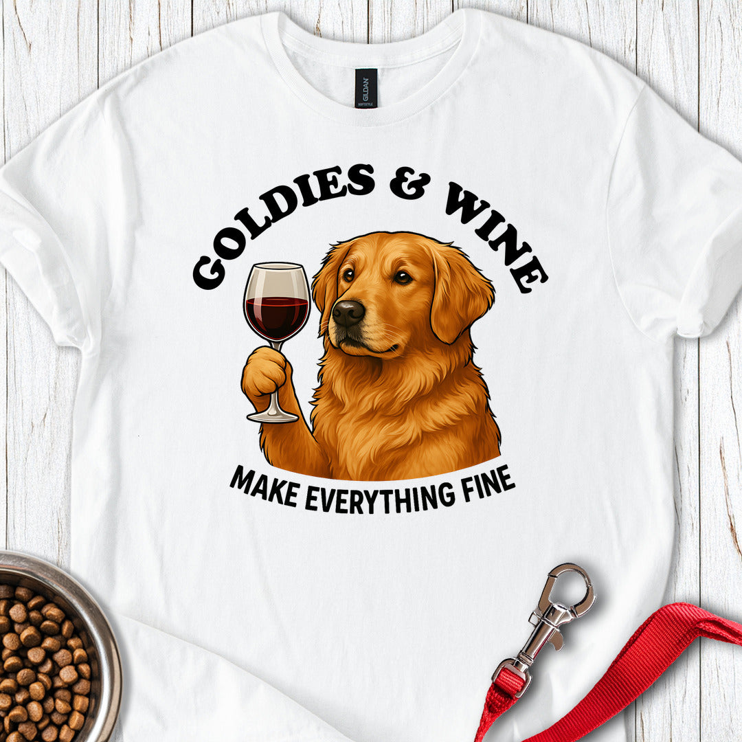 Golden Retriever And Wine T Shirt Gift For Dog Lover