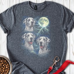 Harlequin Great Dane Moon Retro T Shirt Gift For Dog Lover