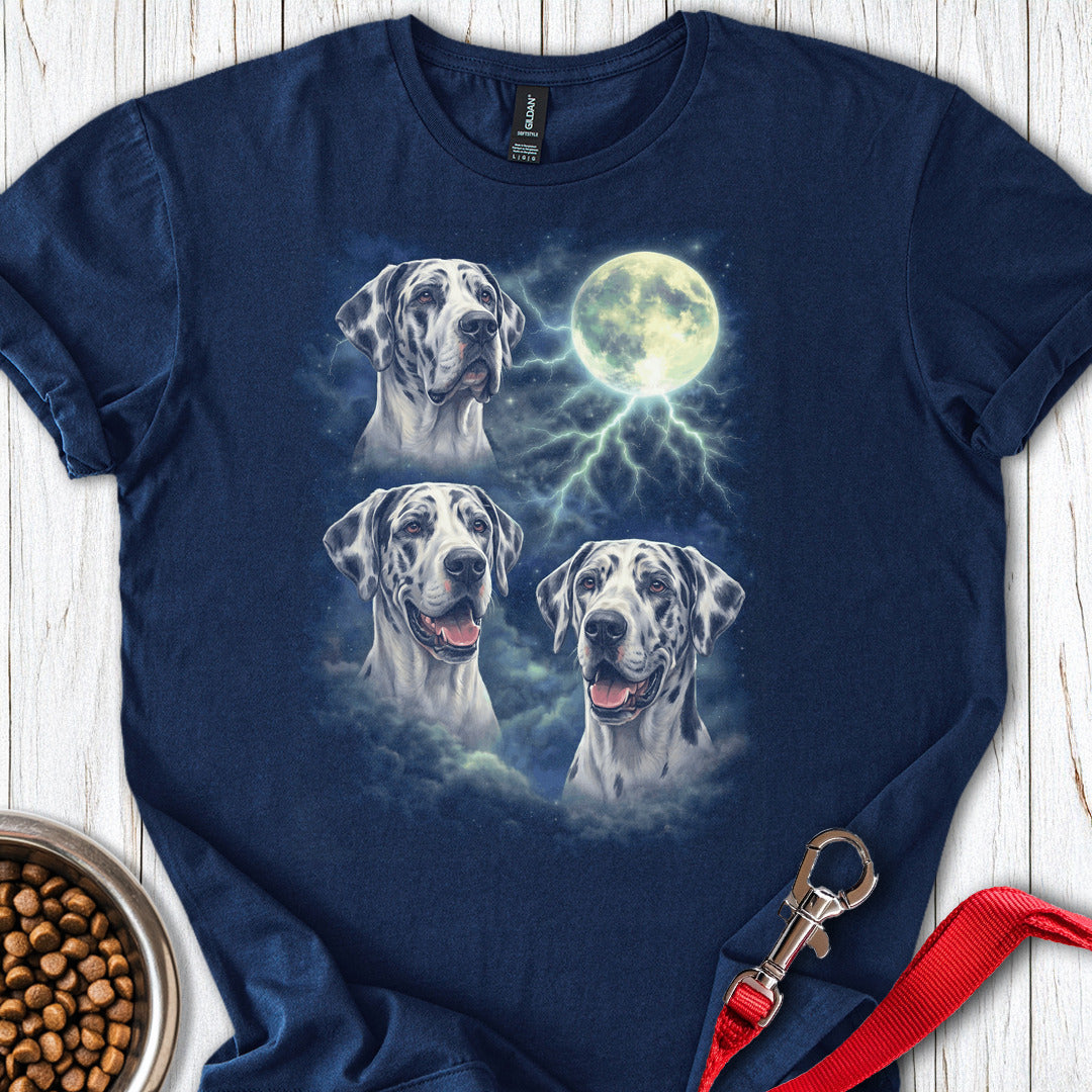 Harlequin Great Dane Moon Retro T Shirt Gift For Dog Lover