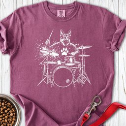 German Shepherd Drummer T Shirt Gift For Dog Lover