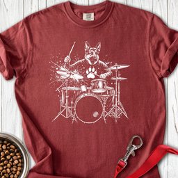 German Shepherd Drummer T Shirt Gift For Dog Lover