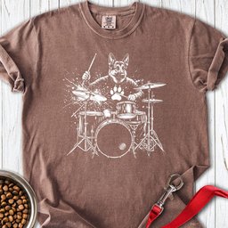 German Shepherd Drummer T Shirt Gift For Dog Lover