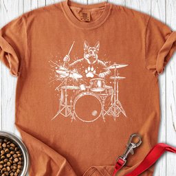 German Shepherd Drummer T Shirt Gift For Dog Lover