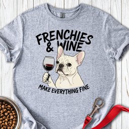 French Bulldog And Wine T Shirt Gift For Dog Lover