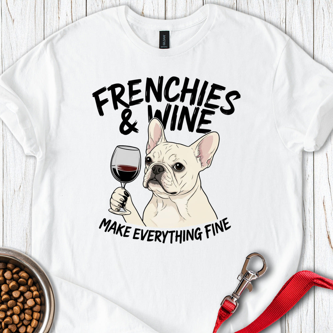 French Bulldog And Wine T Shirt Gift For Dog Lover