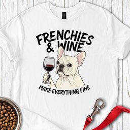 French Bulldog And Wine T Shirt Gift For Dog Lover