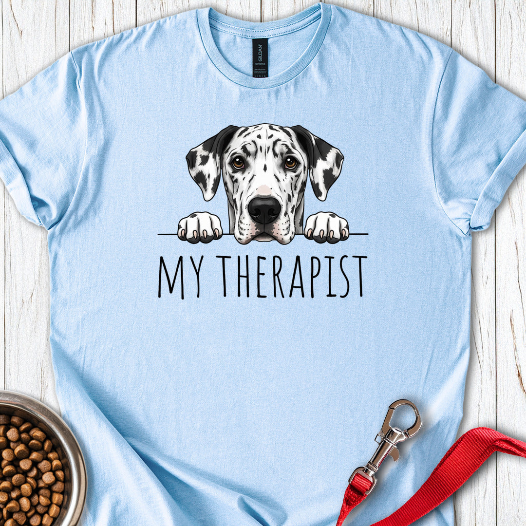 Harlequin Great Dane My Therapist T Shirt Gift For Dog Lover