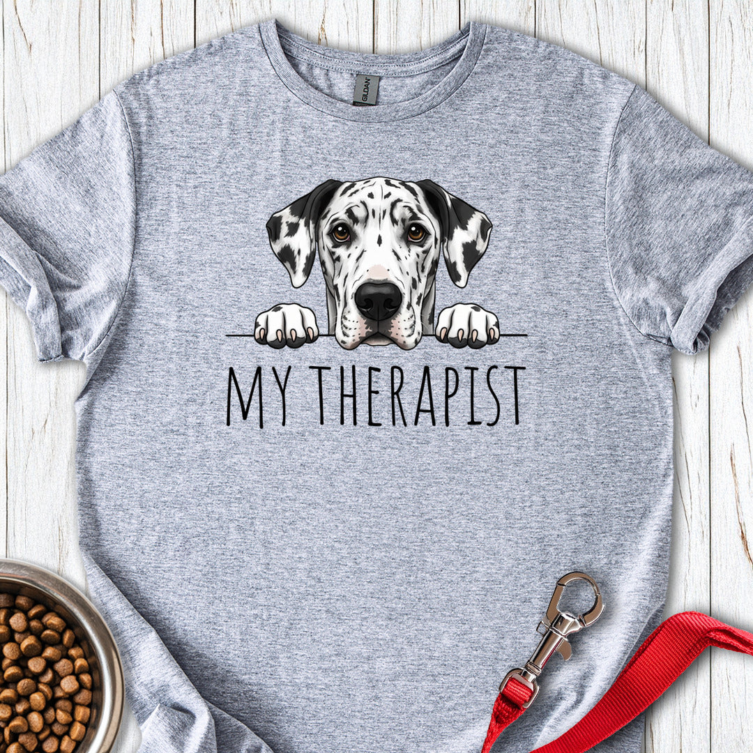 Harlequin Great Dane My Therapist T Shirt Gift For Dog Lover