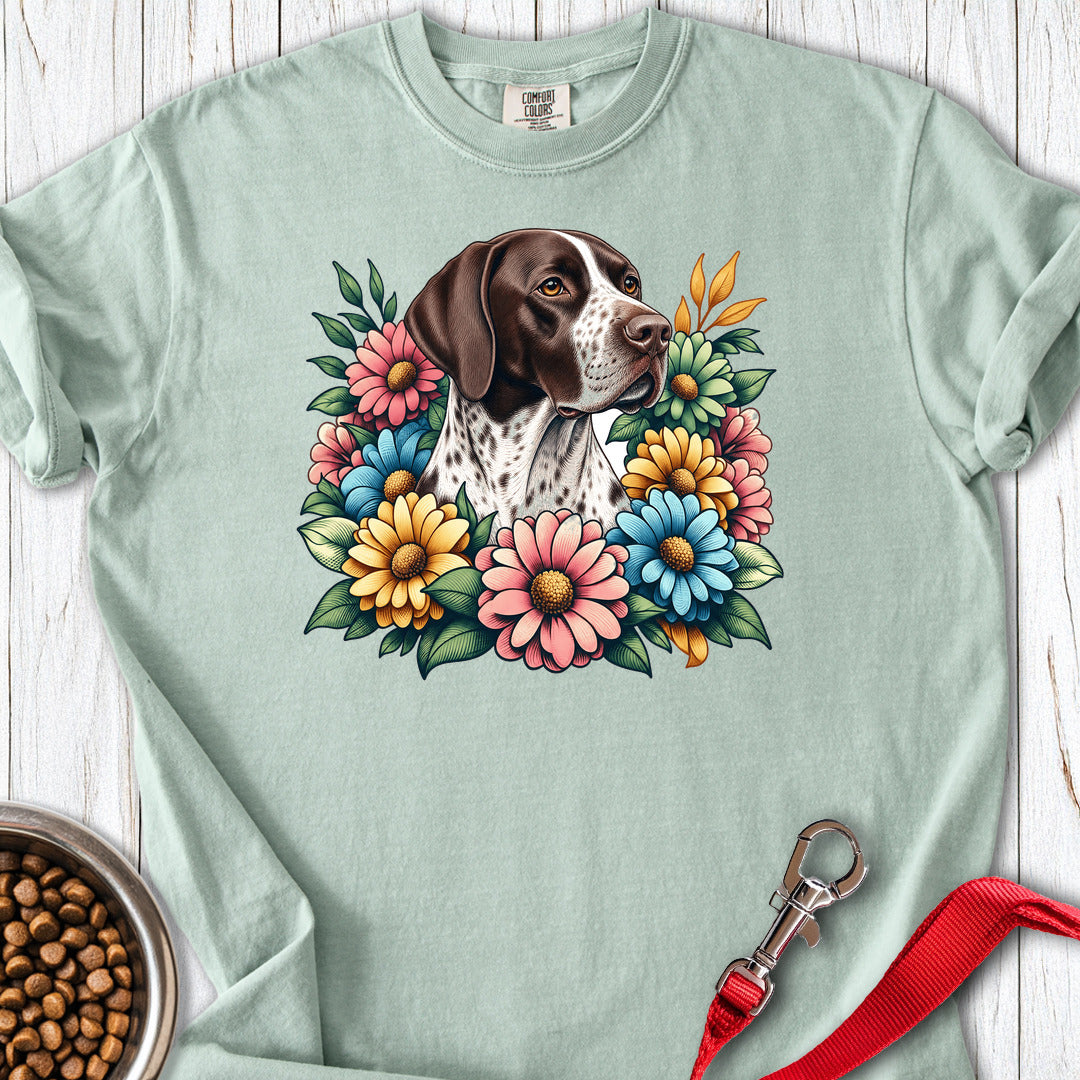 English Pointer Flower Wreath Premium Tee Gift For Dog Lover