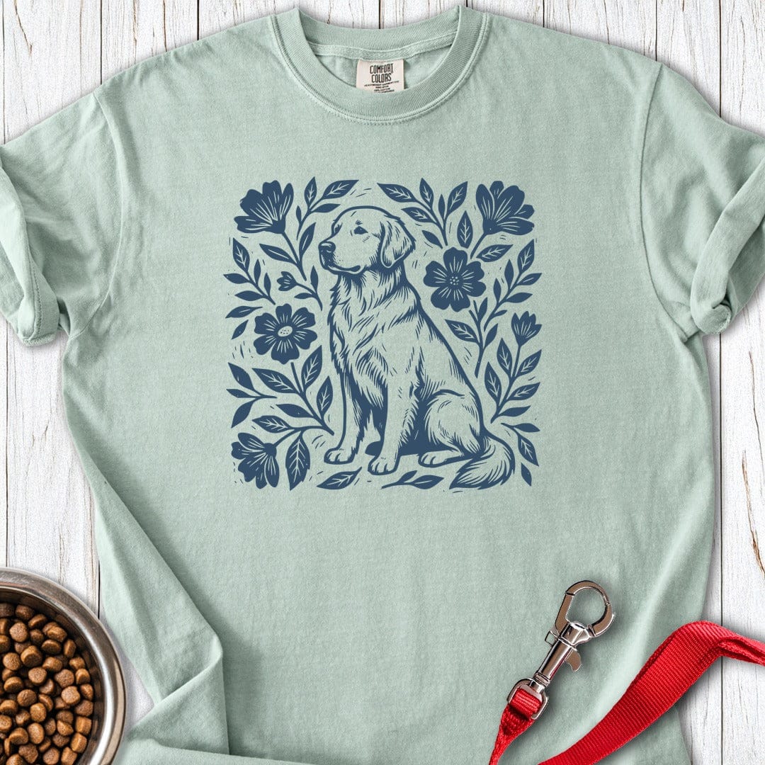 Golden Retriever Linocut Premium Tee Gift For Dog Lover