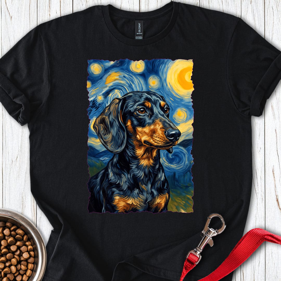 Dachshund Van Gogh Black And Tan T Shirt Gift For Dog Lover
