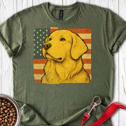 Golden Retriever USA Flag T Shirt Gift For Dog Lover