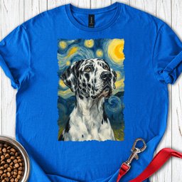 Harlequin Great Dane Van Gogh T Shirt Gift For Dog Lover