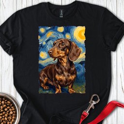 Dachshund Van Gogh Chocolate T Shirt Gift For Dog Lover