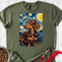 Dachshund Van Gogh Chocolate T Shirt Gift For Dog Lover