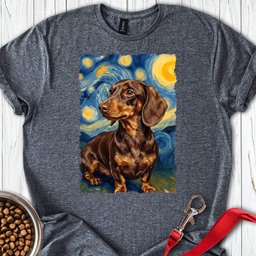 Dachshund Van Gogh Chocolate T Shirt Gift For Dog Lover