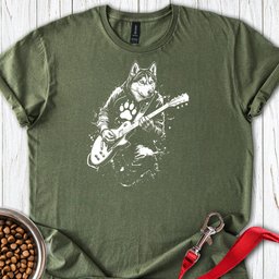 Husky Guitar T Shirt Gift For Dog Lover