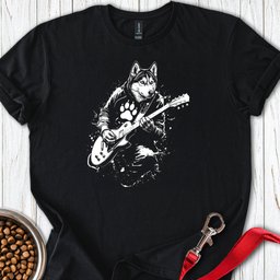 Husky Guitar T Shirt Gift For Dog Lover