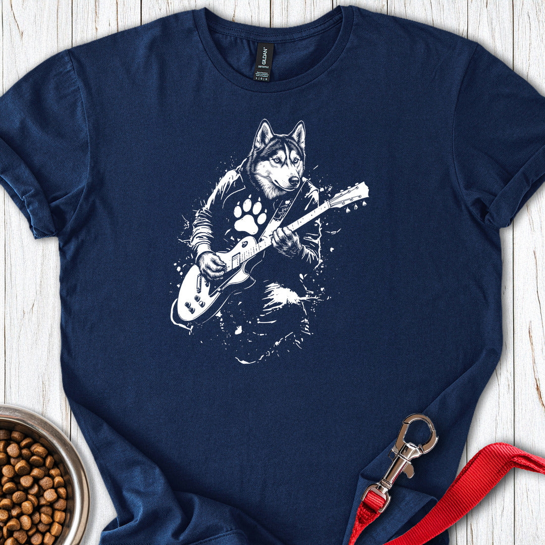 Husky Guitar T Shirt Gift For Dog Lover