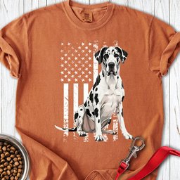 Harlequin Great Dane USA Flag Premium Tee Gift For Dog Lover