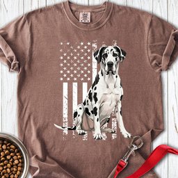 Harlequin Great Dane USA Flag Premium Tee Gift For Dog Lover