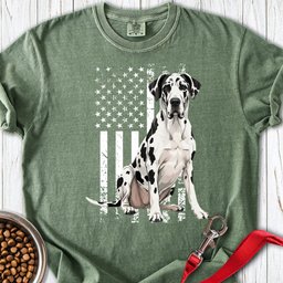 Harlequin Great Dane USA Flag Premium Tee Gift For Dog Lover