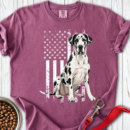 Harlequin Great Dane USA Flag Premium Tee Gift For Dog Lover