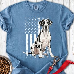 Harlequin Great Dane USA Flag Premium Tee Gift For Dog Lover