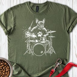 French Bulldog Drummer T Shirt Gift For Dog Lover