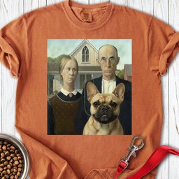 Frenchie American Gothic Premium Tee Gift For Dog Lover