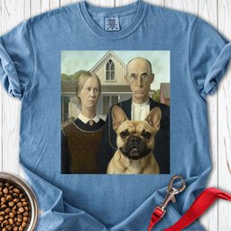 Frenchie American Gothic Premium Tee Gift For Dog Lover