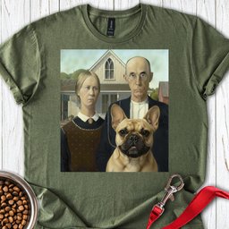 Frenchie American Gothic T Shirt Gift For Dog Lover