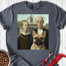 Frenchie American Gothic T Shirt Gift For Dog Lover