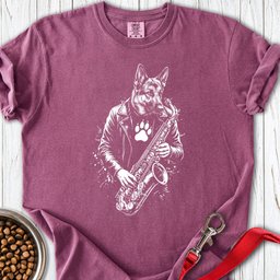 German Shepherd Saxophone T Shirt Gift For Dog Lover