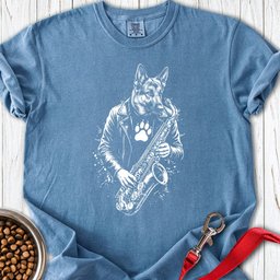 German Shepherd Saxophone T Shirt Gift For Dog Lover