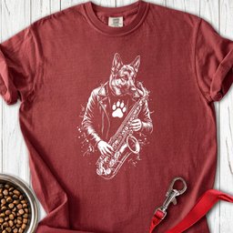 German Shepherd Saxophone T Shirt Gift For Dog Lover