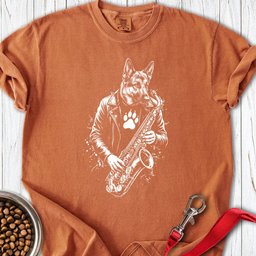 German Shepherd Saxophone T Shirt Gift For Dog Lover
