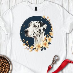 Harlequin Great Dane Flowers T Shirt Gift For Dog Lover